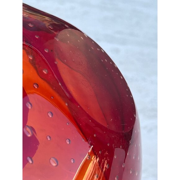 Murano Blown Glass Bowl With Bucillante Bubbles Red 6.25"x5.75"x2.25" Italy Gift - Picture 13 of 16